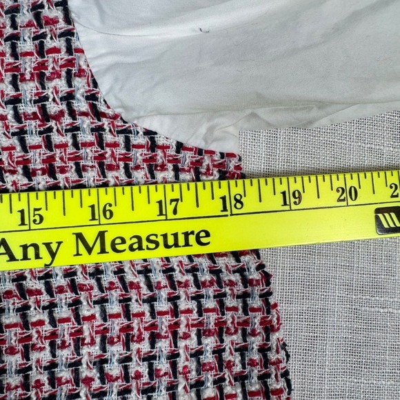 ZARA Tweed Women XS Puff Sleeve Fringe Top Blouse White Pink Academia Preppy - Picture 6 of 9